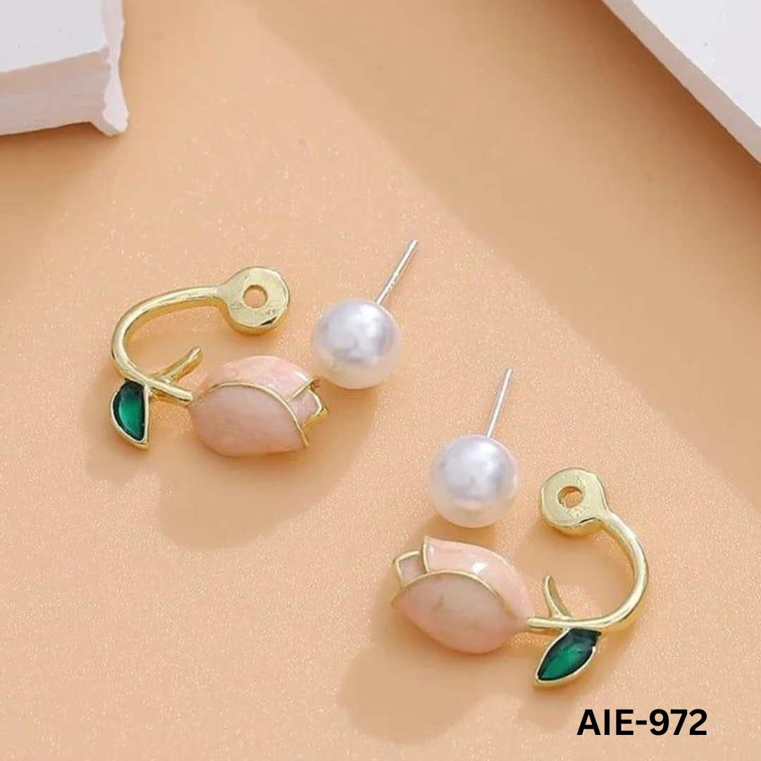 AIE-972 Off White Flowed Pearl Earings By BSM - BSM WHOLESALE