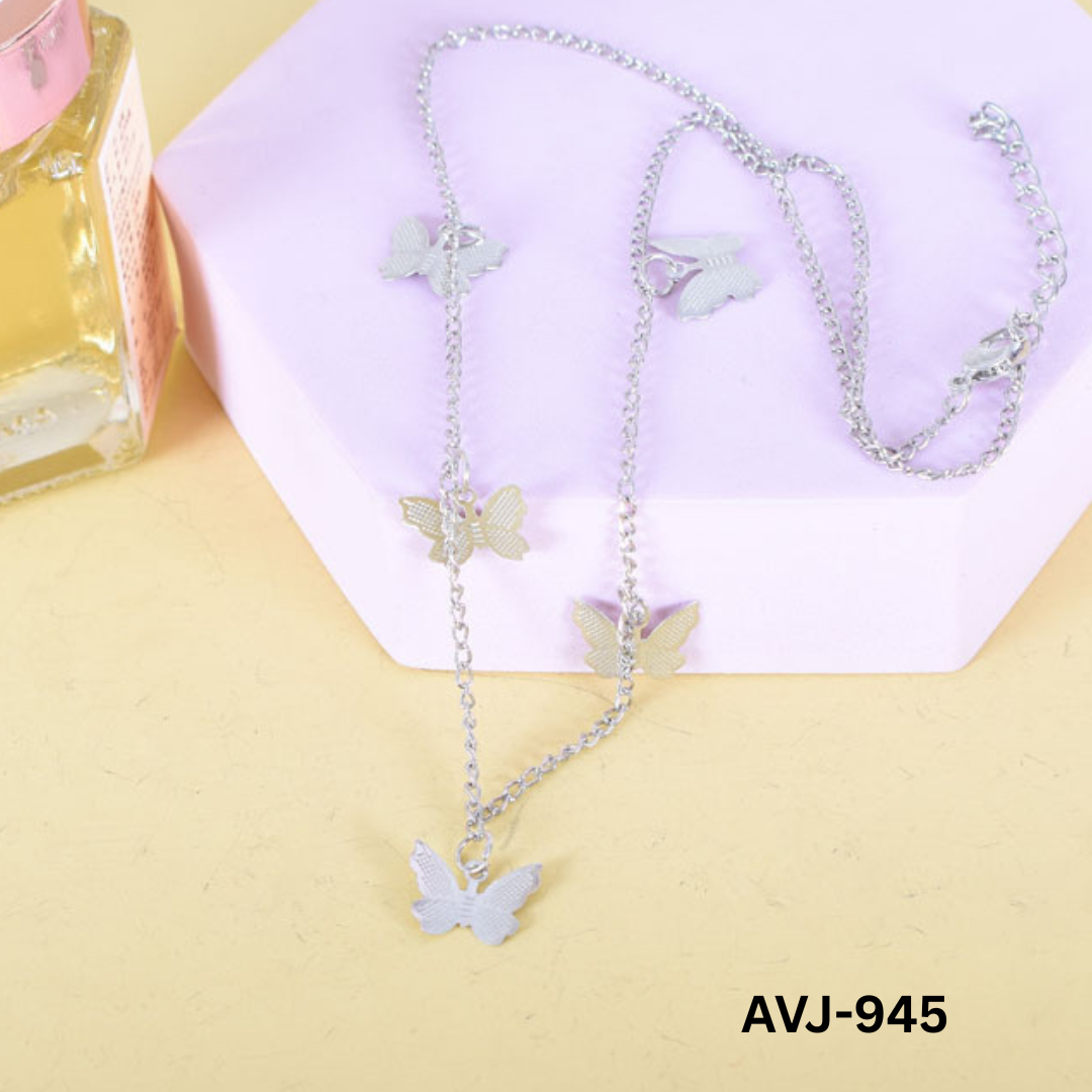 AVJ-945 - Silver Butterfly - Necklace - BSM WHOLESALE