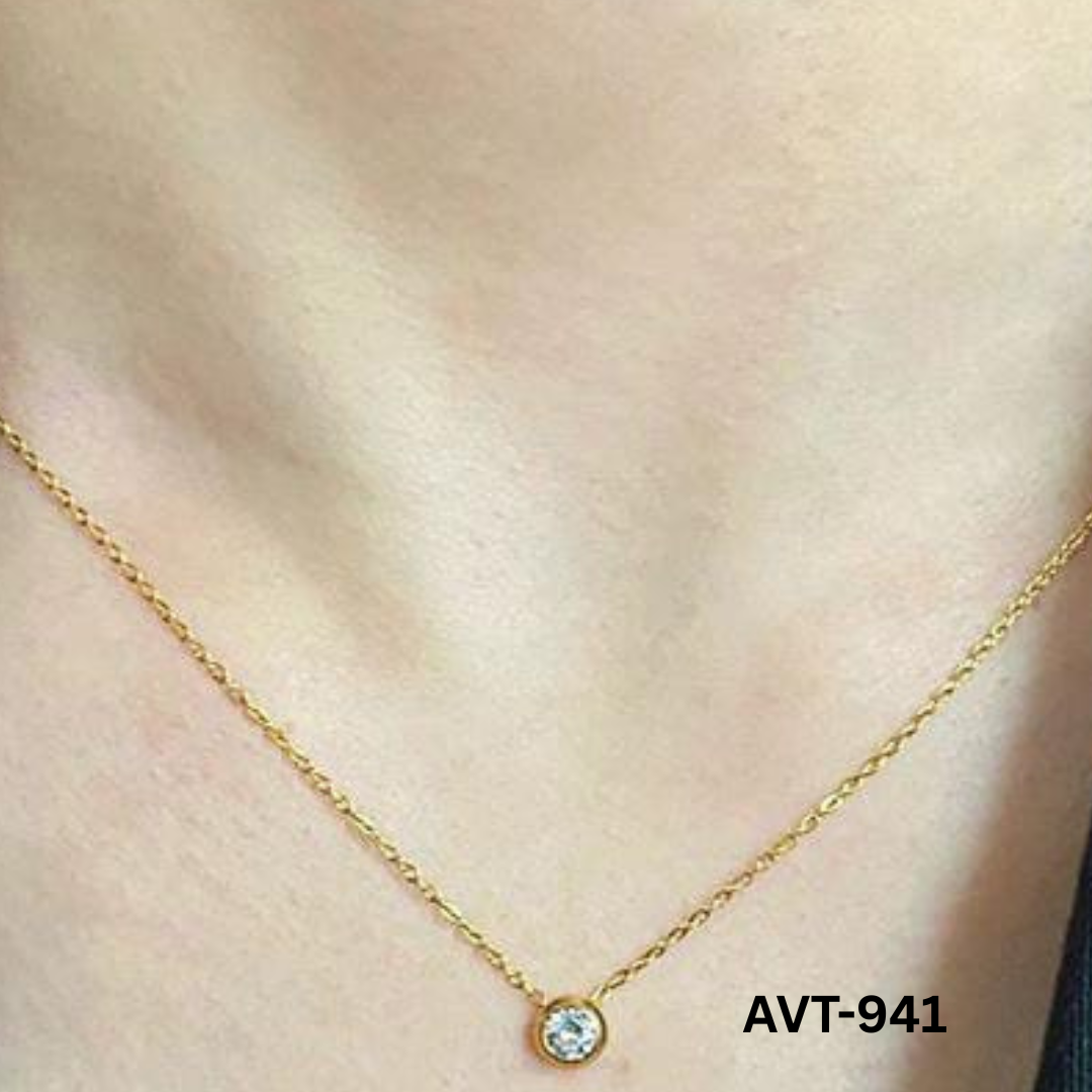 AVT-941 - Golden Single Pearl - Necklace - BSM WHOLESALE