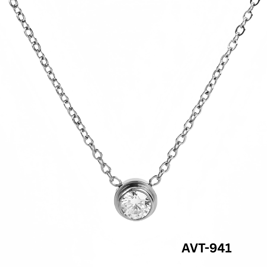 AVT-941 - Silver Single Pearl - Necklace - BSM WHOLESALE