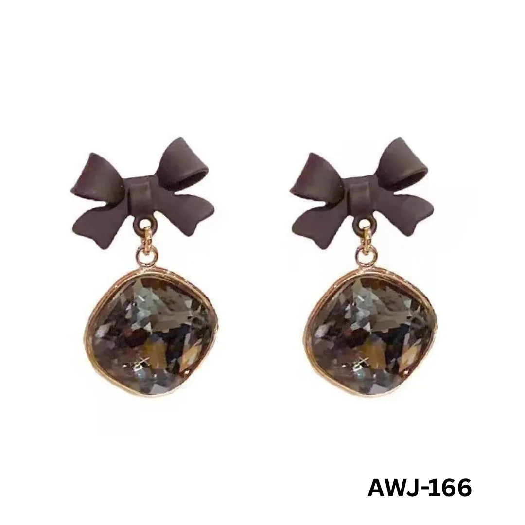 AWJ-166 - Black Bow Shape - Earrings