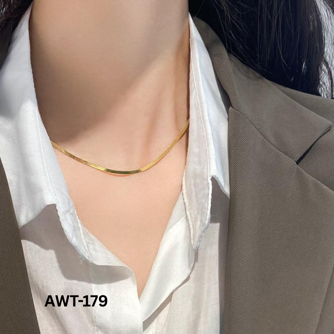AWT-179 - Golden Thin Snake Chain - Necklace