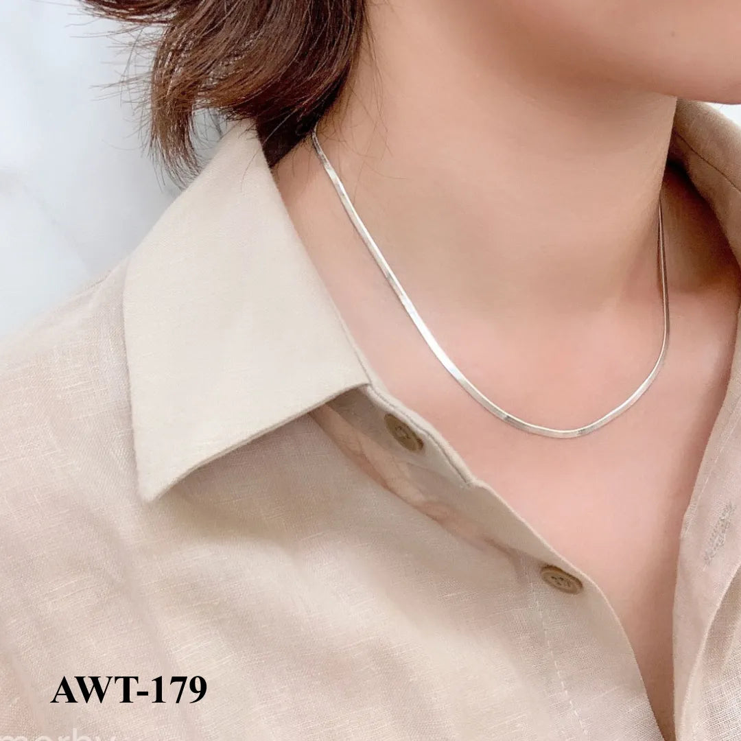AWT-179 - Silver Thin Snake Chain - Necklace