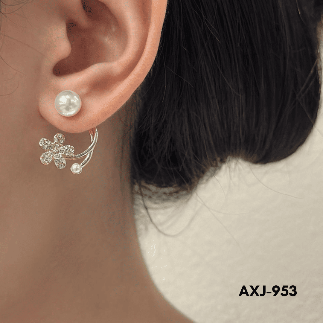 AXJ-953 - Golden Flower Pearl - Earrings - BSM WHOLESALE