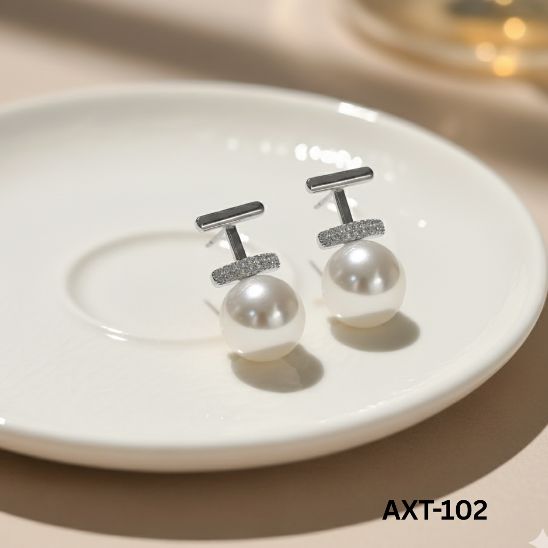 AXT-102 - Silver Pearl - Earrings - BSM WHOLESALE