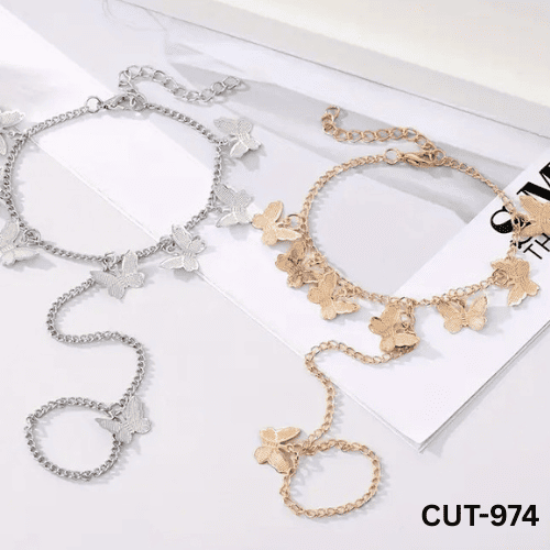 CUT-974 Golden Butterfly Korean Anklet/Bracelet By BSM - BSM WHOLESALE