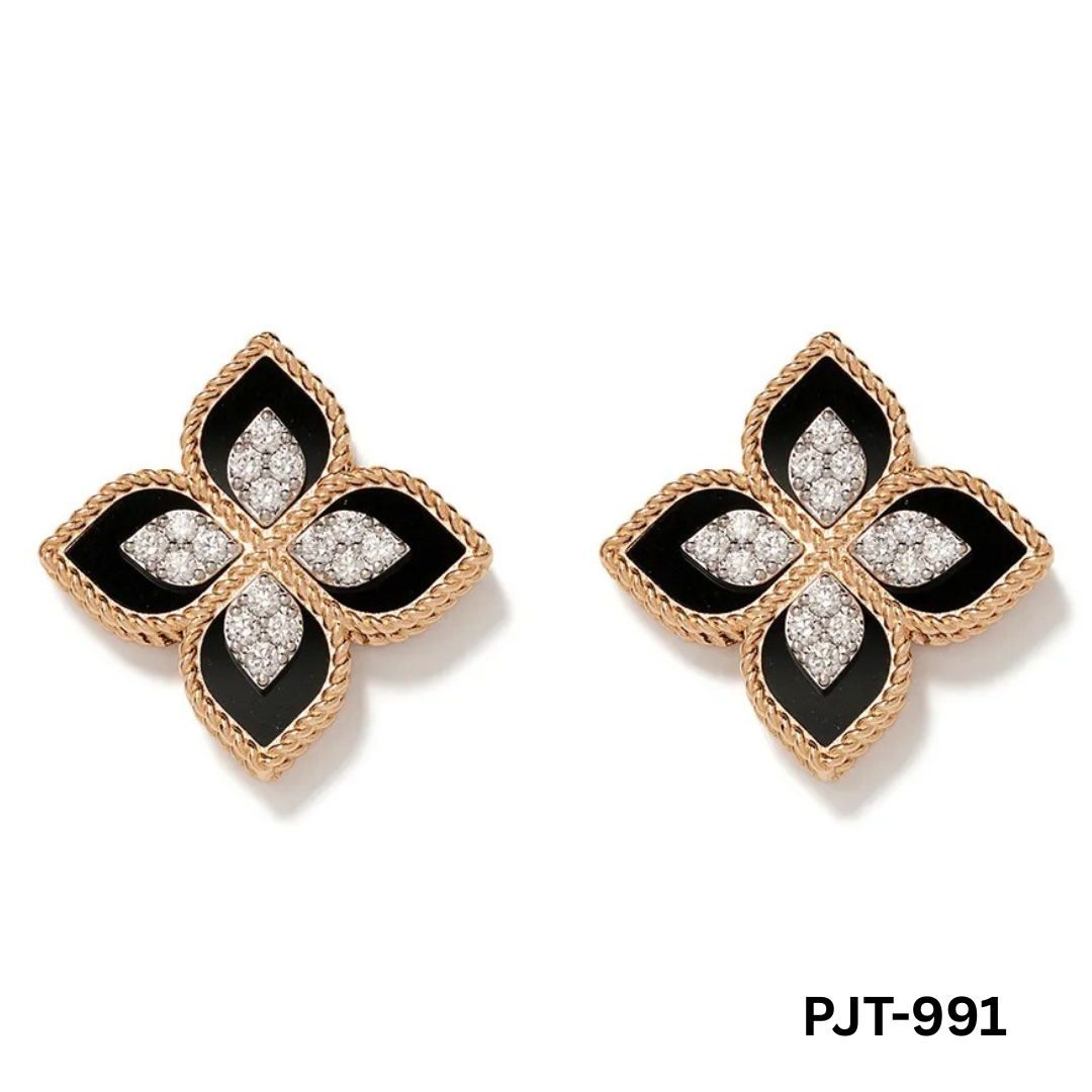 PJT-991 - Black Flower - Earrings - BSM WHOLESALE