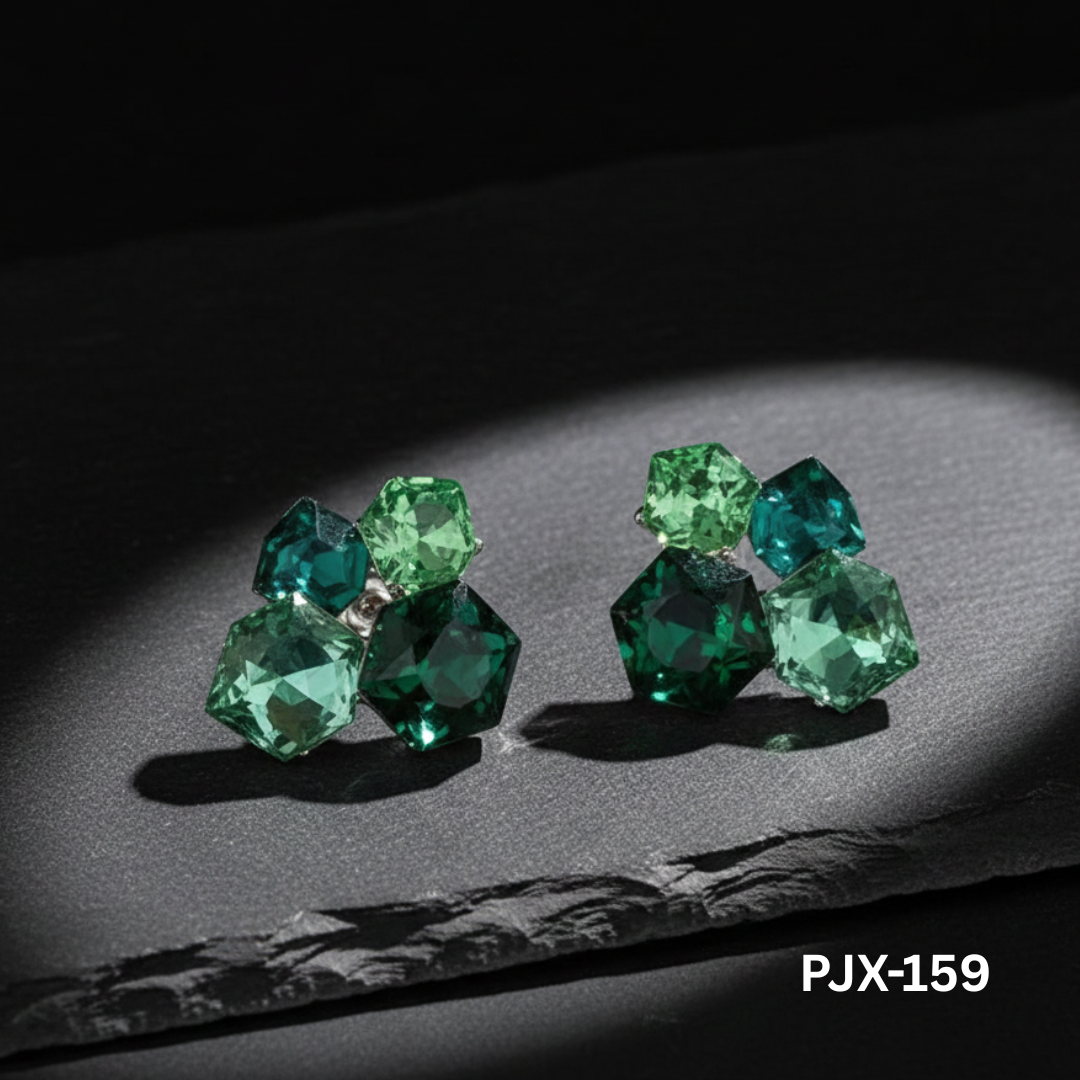 PJX-159 - Green Crystal Sparkling - Earrings