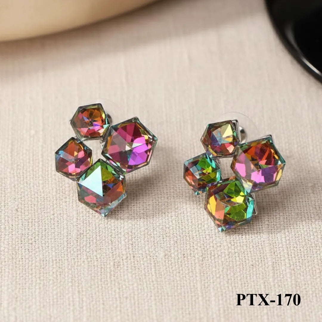 PJX-159 - Multi-Colour Crystal Sparkling - Earrings