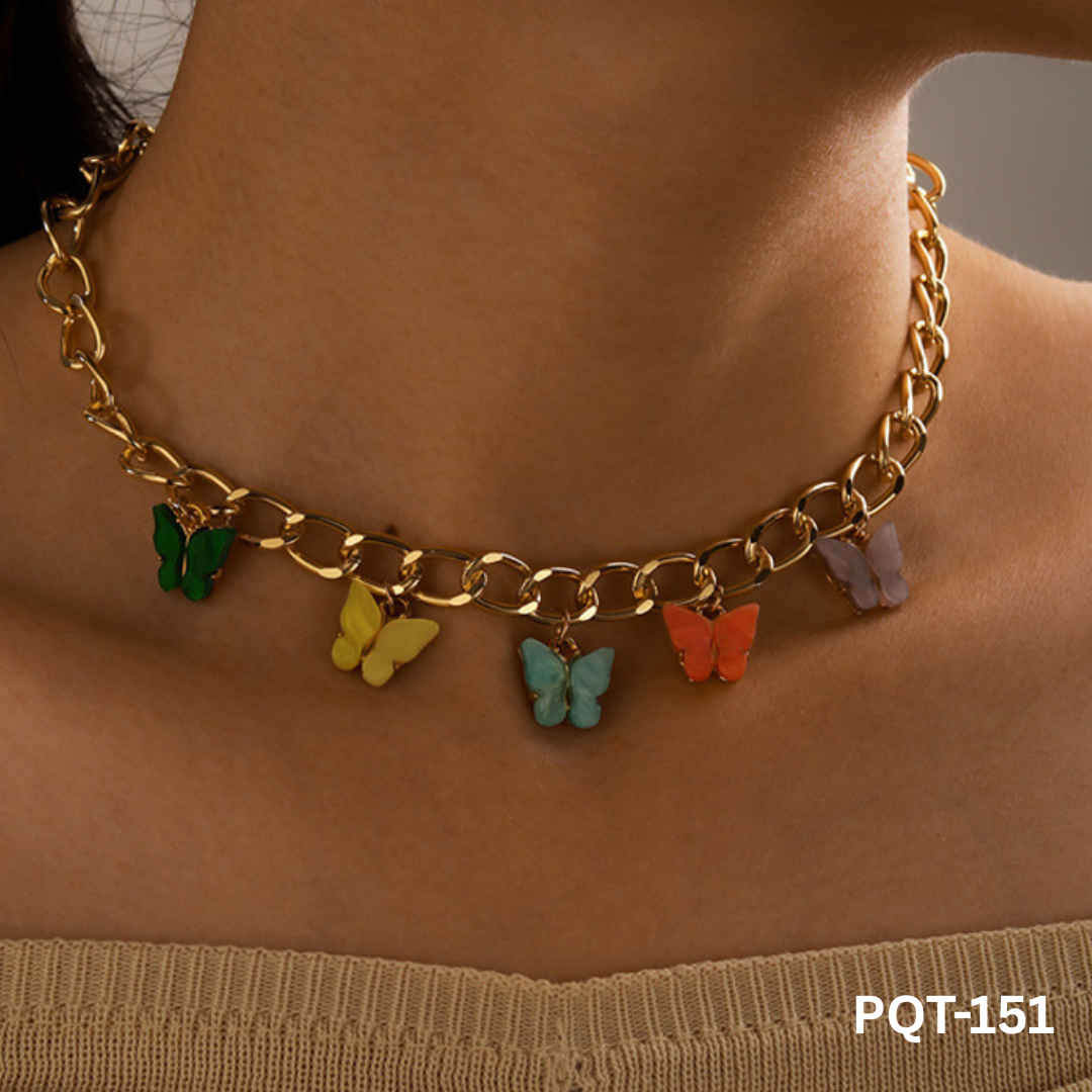PQT-151 - 5 butterfly - Necklace - BSM WHOLESALE