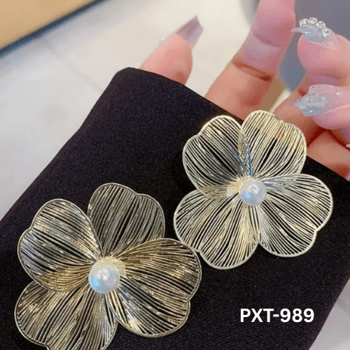 PXT-989 Golden Foil Pearl Korean Earrings By BSM - BSM WHOLESALE