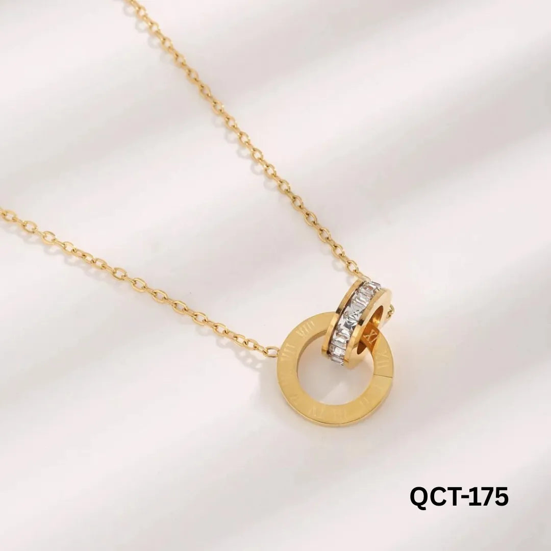 QCT-175 - Golden Roman Necklace - Stainless Steel