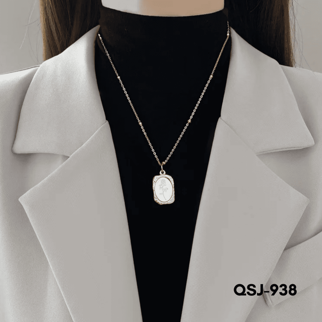 QSJ-938 - Engraved Flower - Necklace - BSM WHOLESALE