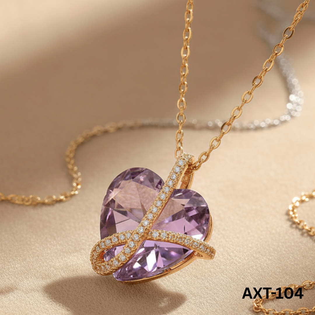 QWJ-128 - Golden Blue Crystal - Necklace - BSM WHOLESALE