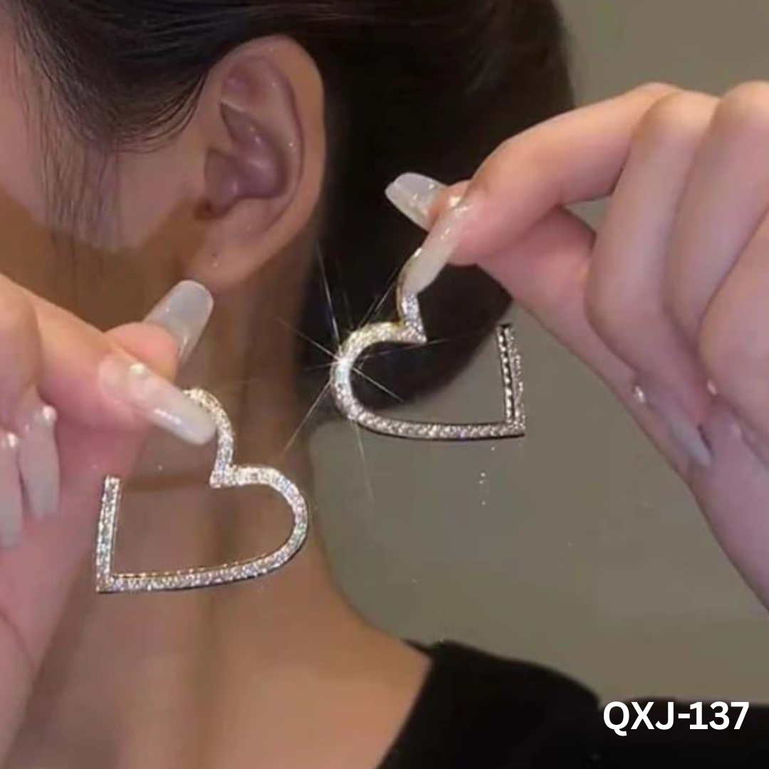 QXJ-137 - Golden Heart - Earrings - BSM WHOLESALE