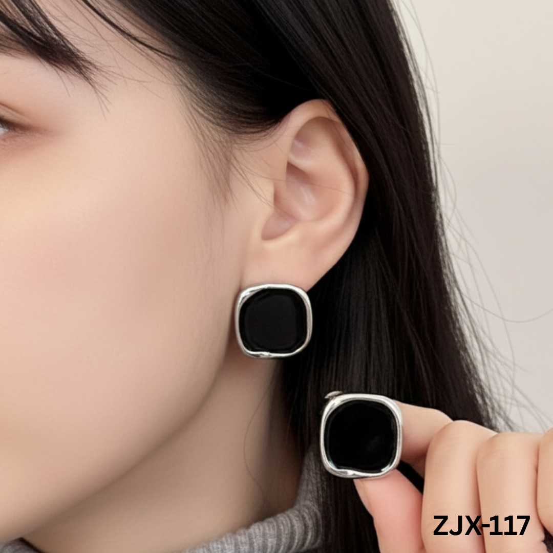 ZJX-117 - Silver Square - Earrings - BSM WHOLESALE