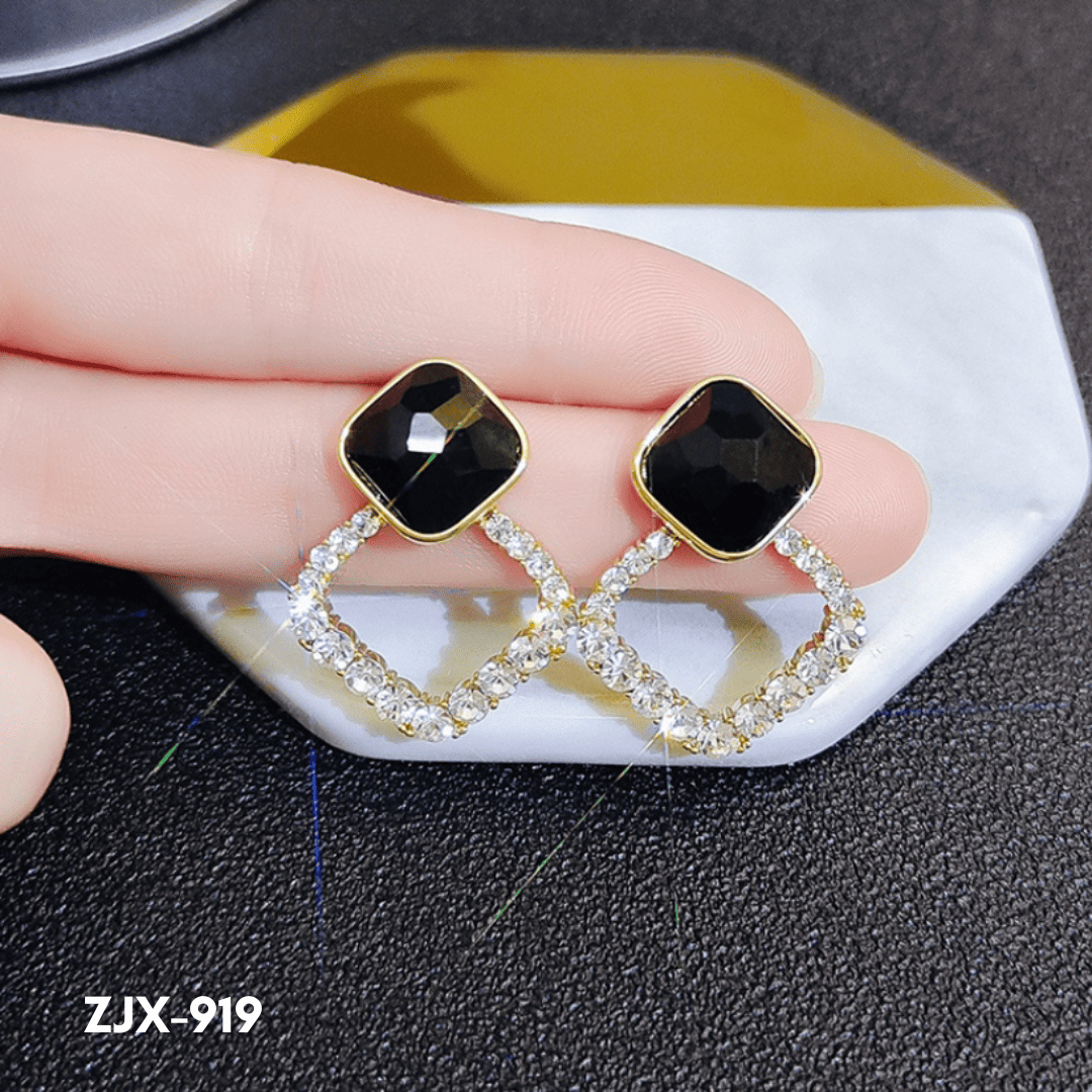 ZJX-919 - Black Shiny - Earrings - BSM WHOLESALE