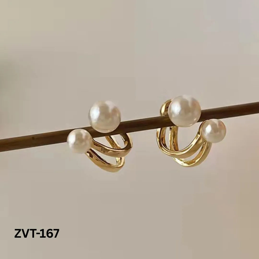 ZVT-167 - Golden Pearl Circle - Earrings
