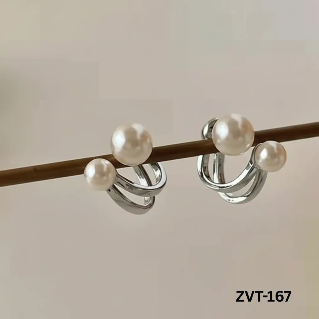 ZVT-167 - Silver Pearl Circle - Earrings