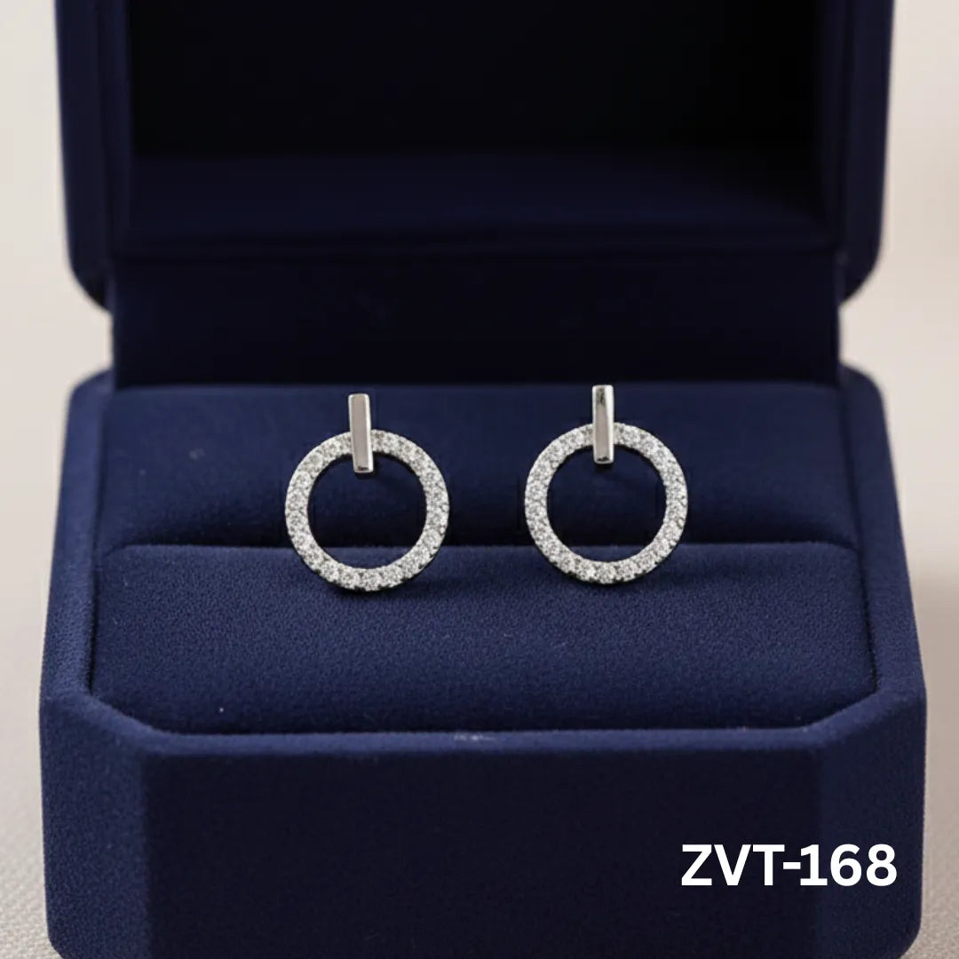 ZVT-168 - Silver Circle Zircon - Earrings