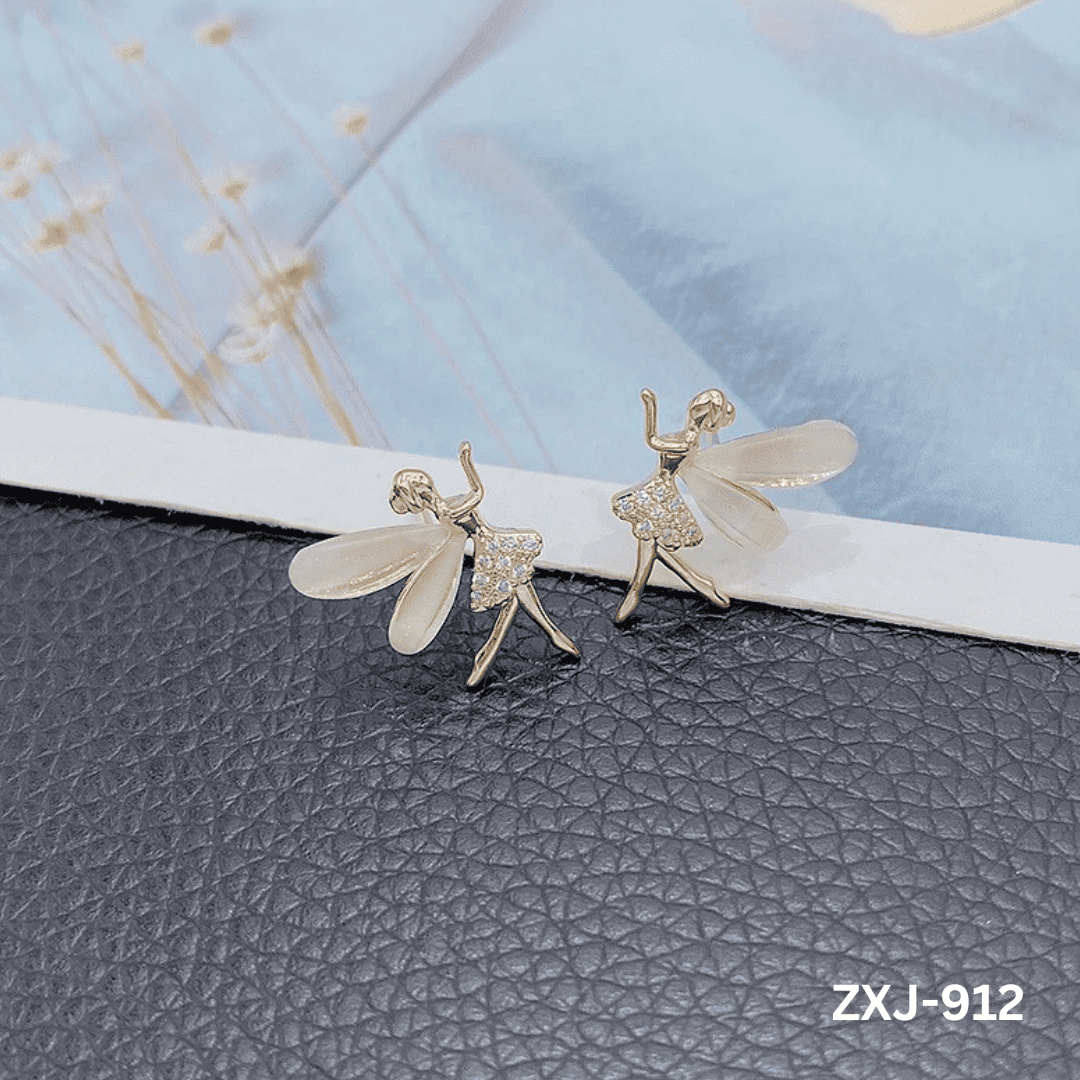 ZXJ-912 - Golden Dancing Girl - Earrings - BSM WHOLESALE