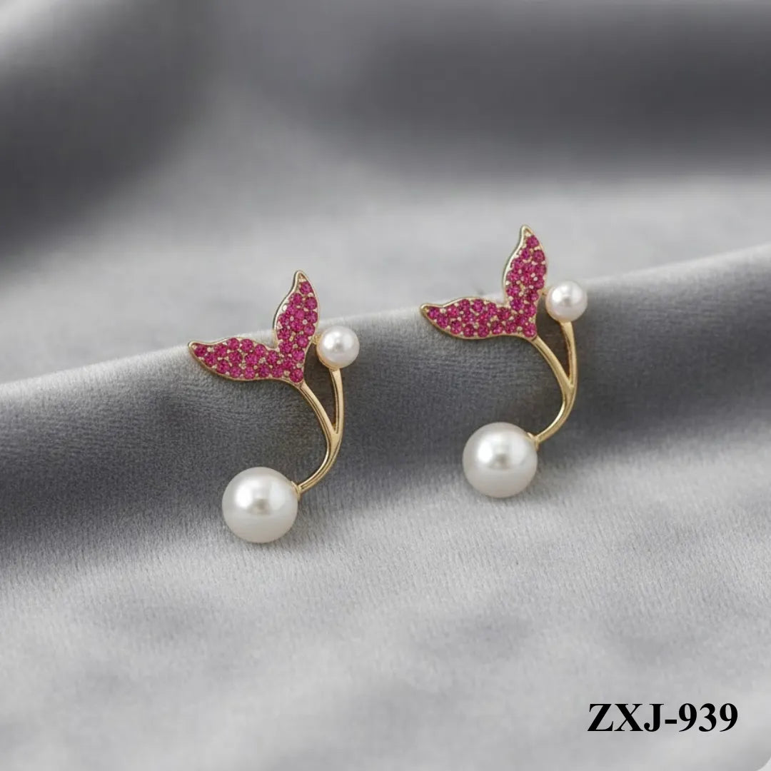 ZXJ-939 - Pink Fish Tail - Earrings