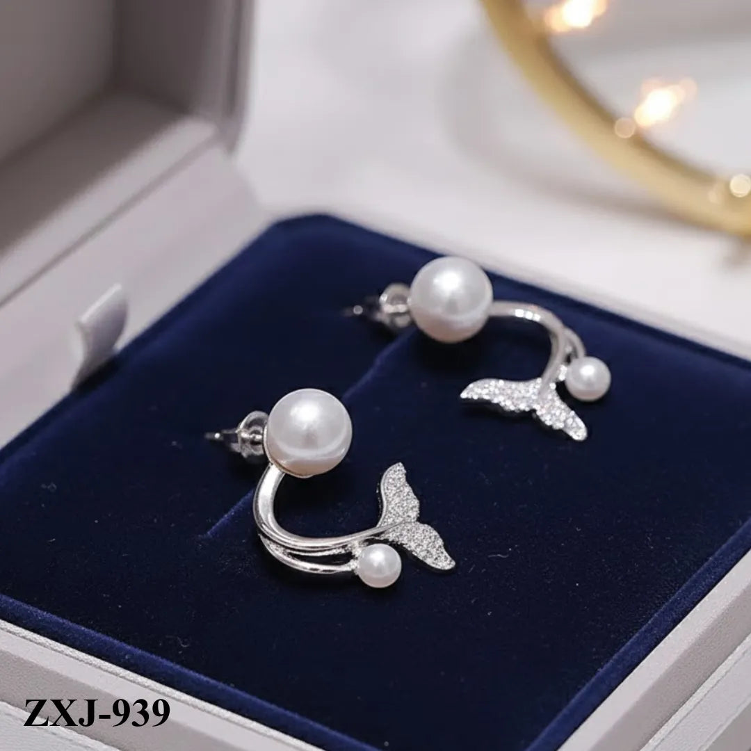 ZXJ-939 - Silver Fish Tail - Earrings