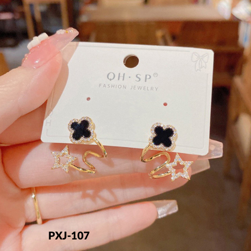 PXJ-107 Golden Sparkling Clover Star Earings By BSM - BSM WHOLESALE