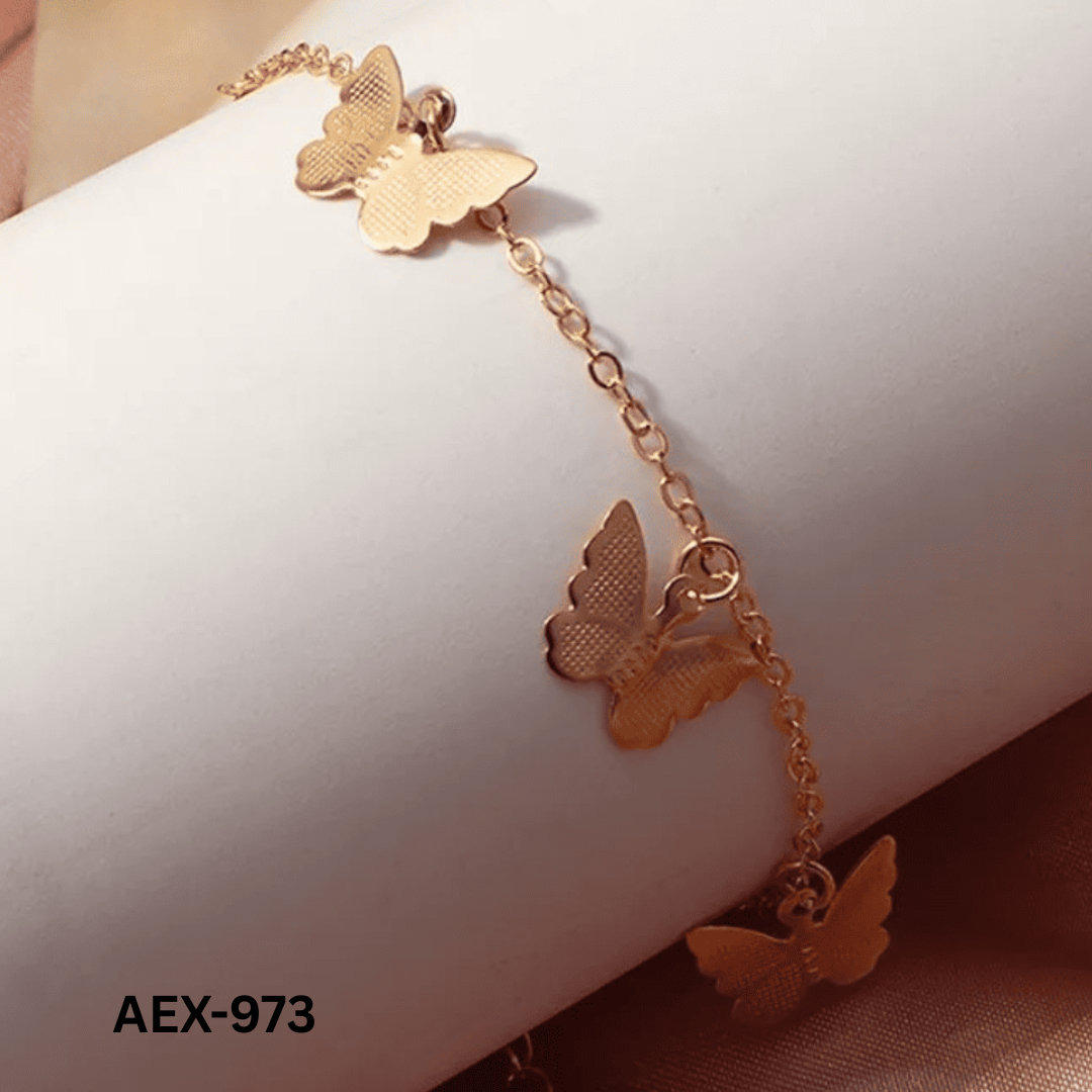 AEX-973 - Golden Butterfly - Anklet - Bracelet - BSM WHOLESALE