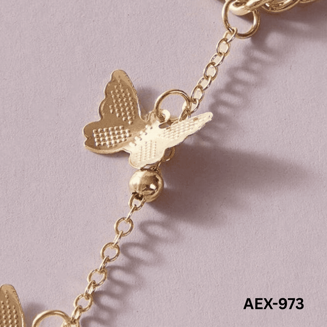 AEX-973 - Golden Butterfly - Anklet - Bracelet - BSM WHOLESALE