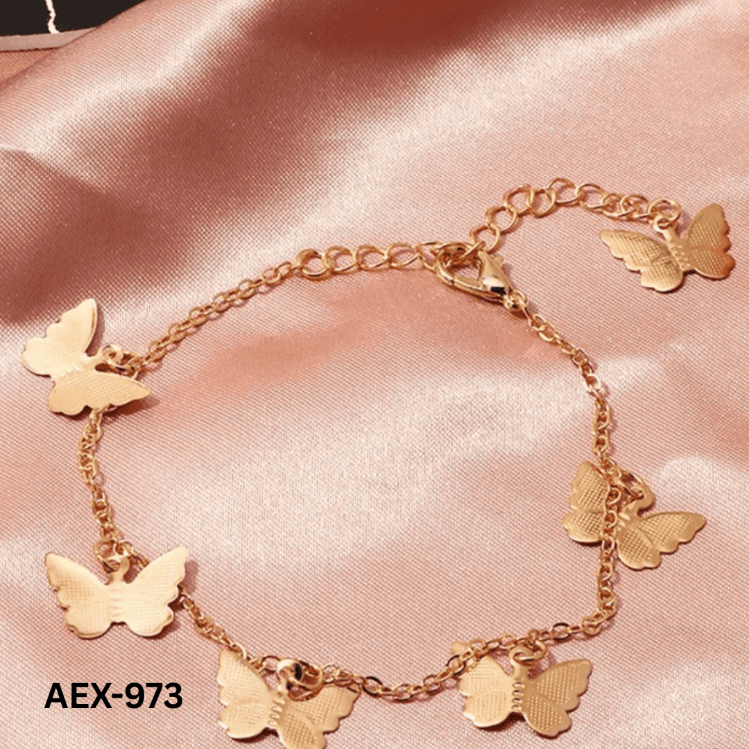 AEX-973 - Golden Butterfly - Anklet - Bracelet - BSM WHOLESALE