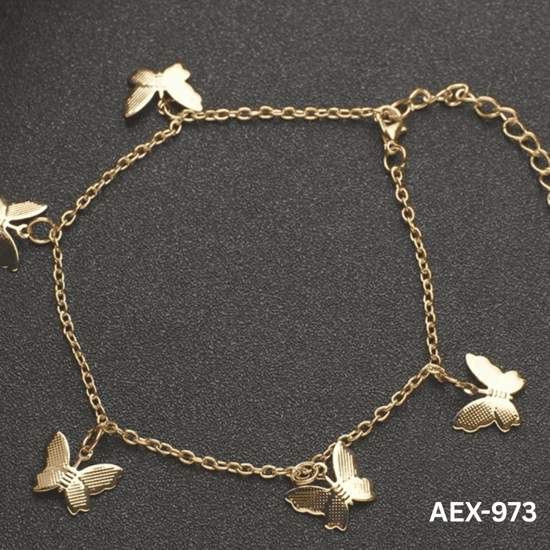 AEX-973 - Golden Butterfly - Anklet - Bracelet - BSM WHOLESALE