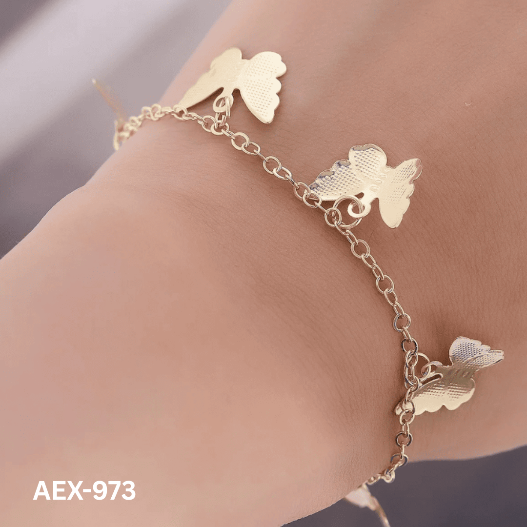 AEX-973 - Golden Butterfly - Anklet - Bracelet - BSM WHOLESALE