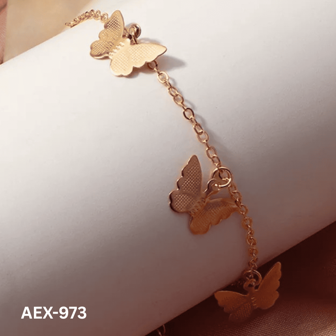 AEX-973 - Golden Butterfly - Anklet - Bracelet - BSM WHOLESALE
