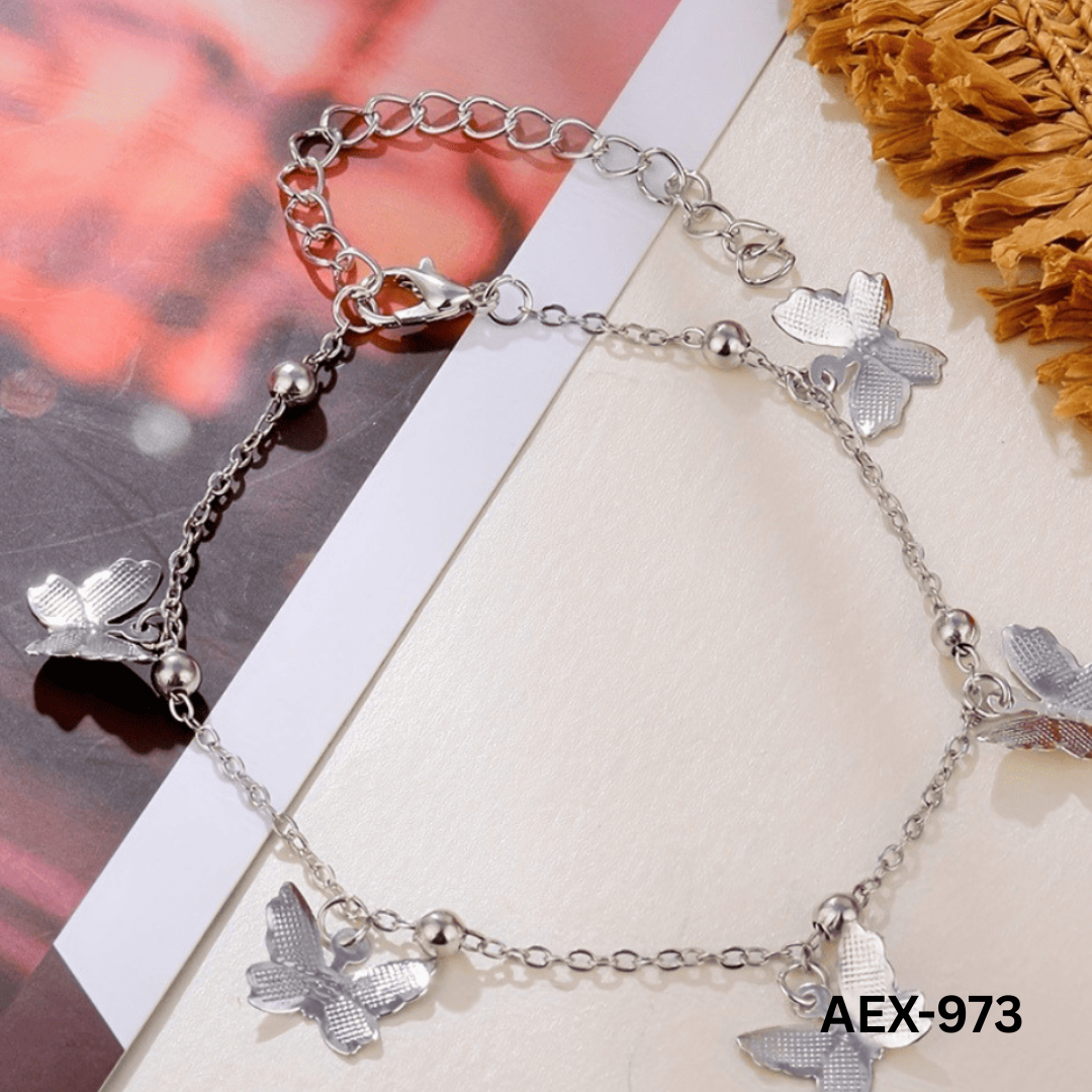 AEX-973 Silver Butterfly Payal/Bracelet By BSM - BSM WHOLESALE