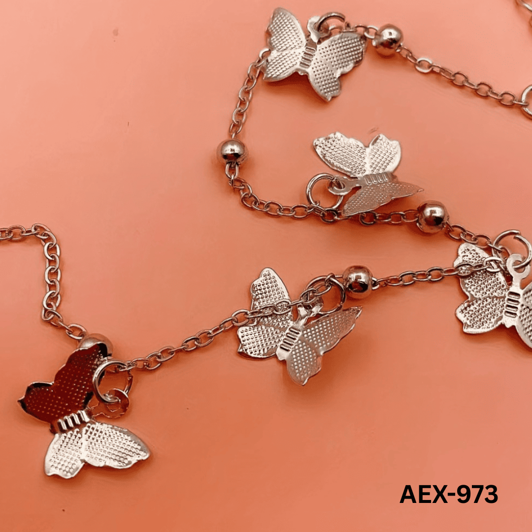 AEX-973 Silver Butterfly Payal/Bracelet By BSM - BSM WHOLESALE