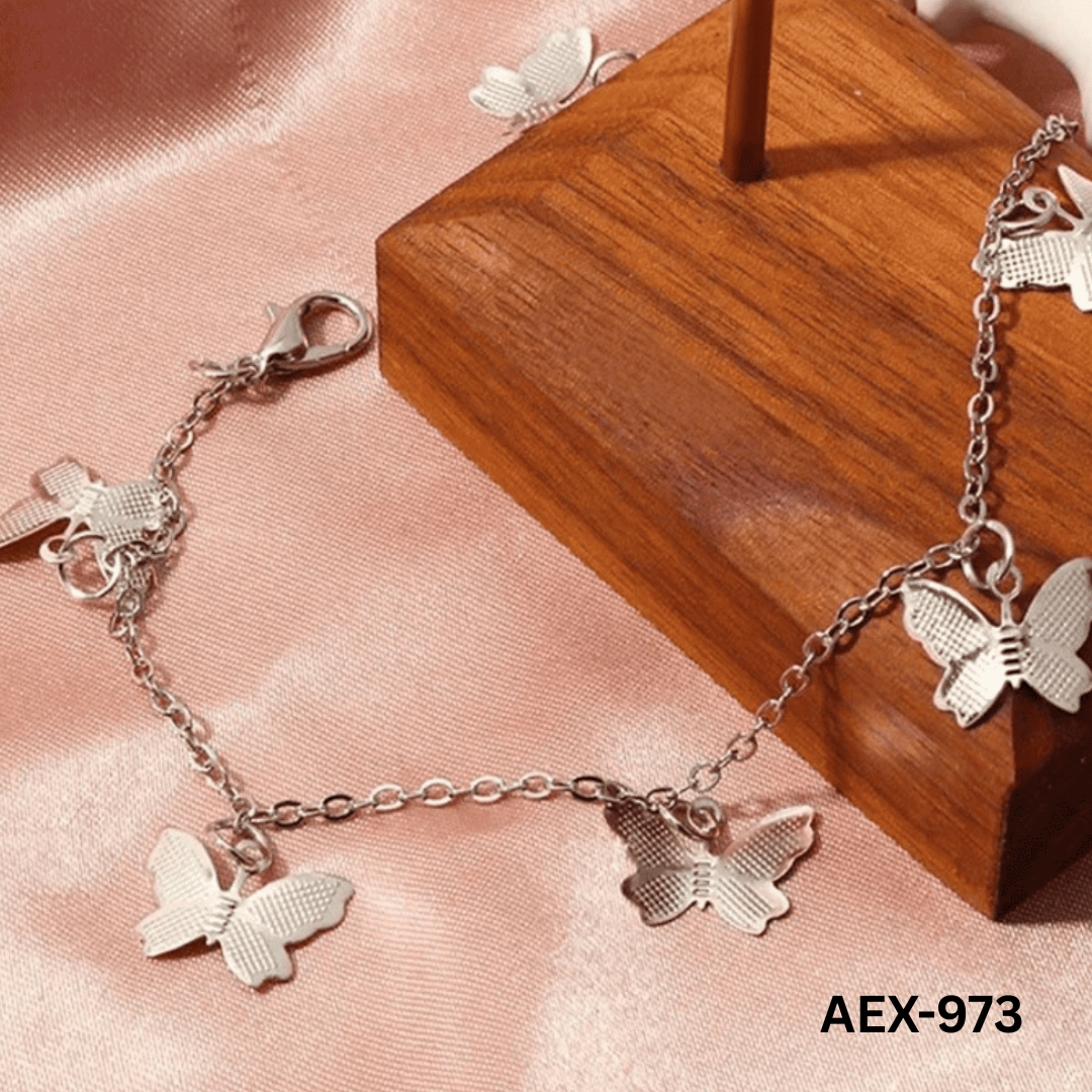 AEX-973 Silver Butterfly Payal/Bracelet By BSM - BSM WHOLESALE