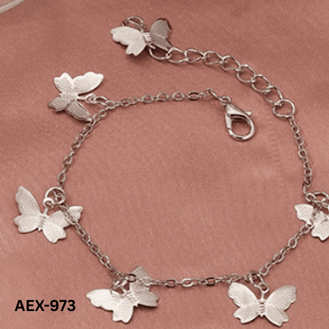 AEX-973 Silver Butterfly Payal/Bracelet By BSM - BSM WHOLESALE