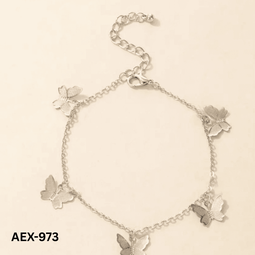 AEX-973 Silver Butterfly Payal/Bracelet By BSM - BSM WHOLESALE