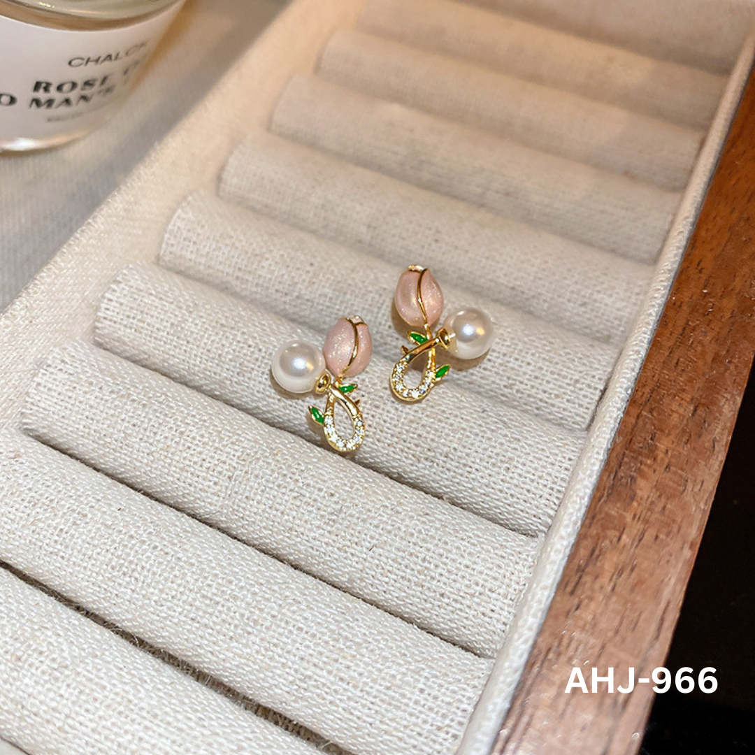 AHJ-966 - Flower Zircon- Earrings - BSM WHOLESALE