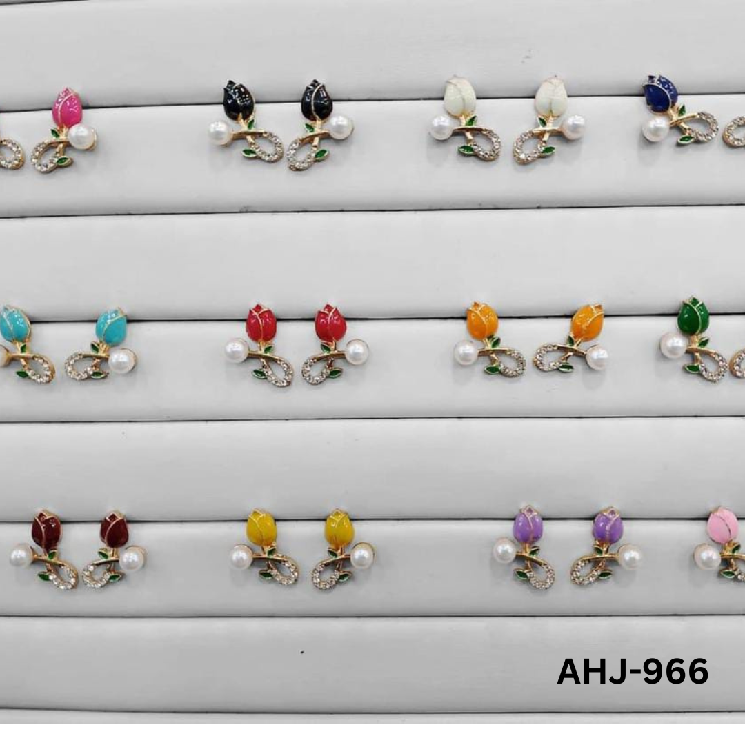 AHJ-966 - Flower Zircon- Earrings - BSM WHOLESALE