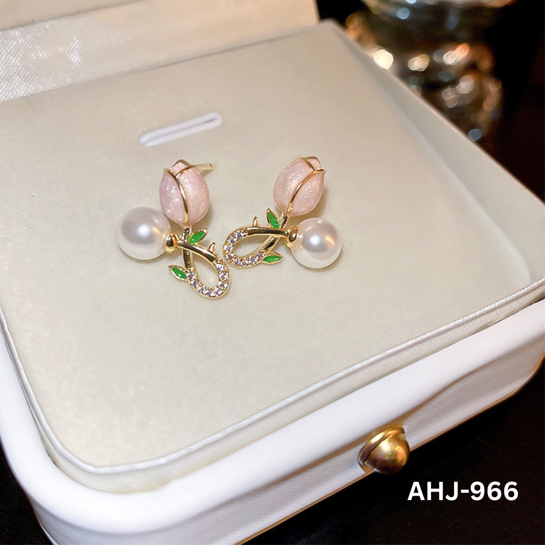 AHJ-966 - Flower Zircon- Earrings - BSM WHOLESALE