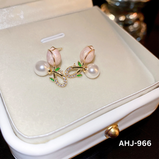 AHJ-966 - Flower Zircon- Earrings - BSM WHOLESALE