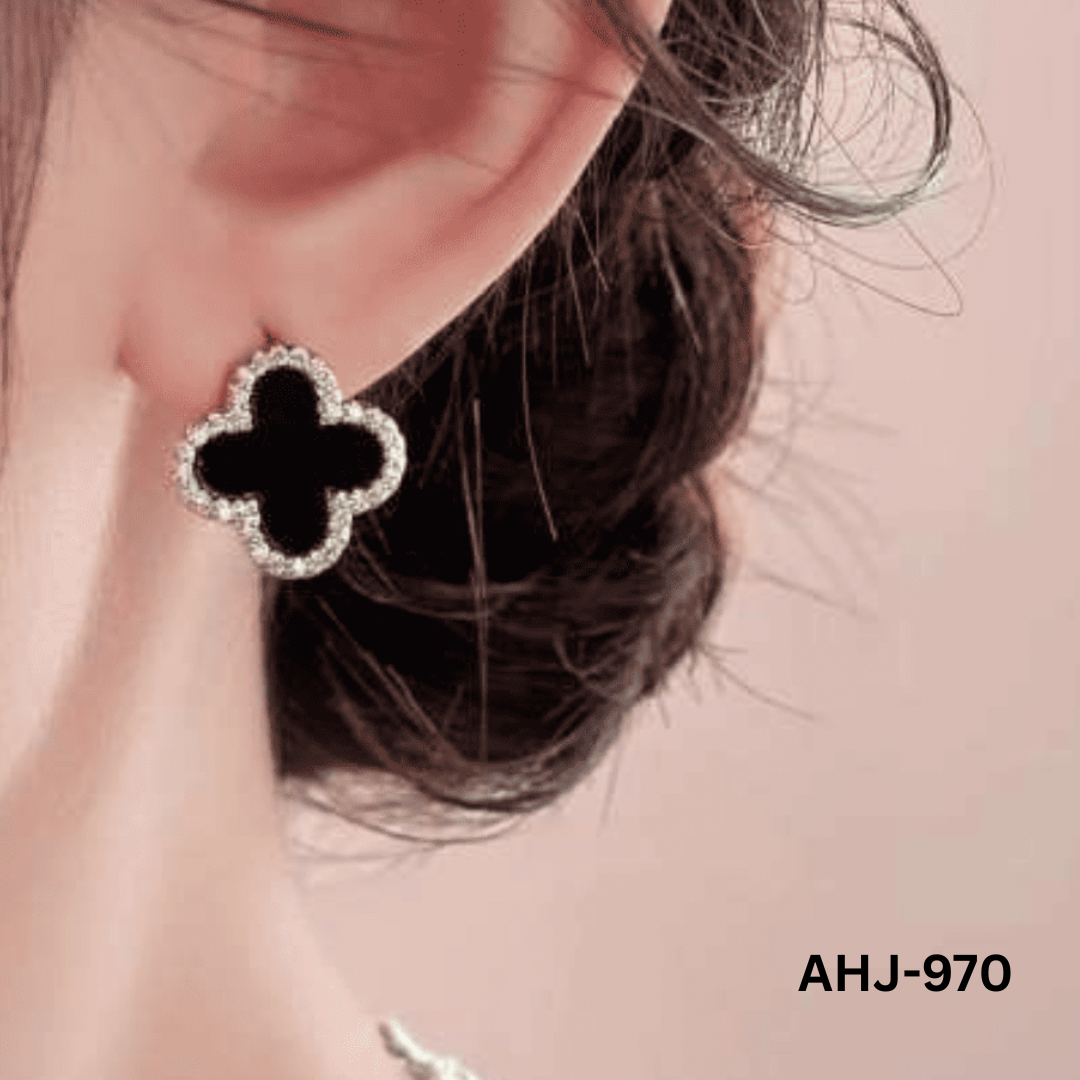 AHJ-970 - Clover Zircon - Earrings - BSM WHOLESALE