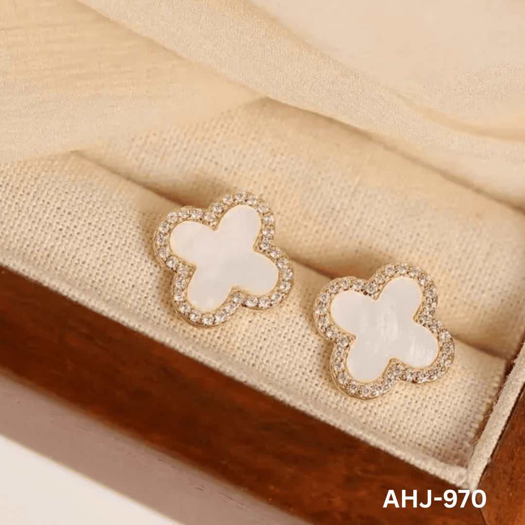 AHJ-970 - Clover Zircon - Earrings - BSM WHOLESALE