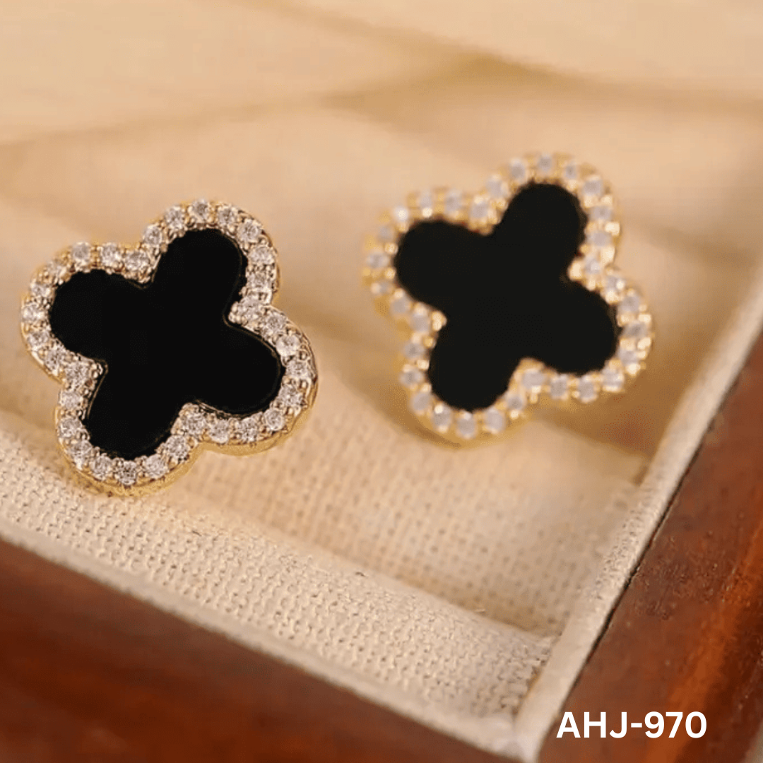 AHJ-970 - Clover Zircon - Earrings - BSM WHOLESALE