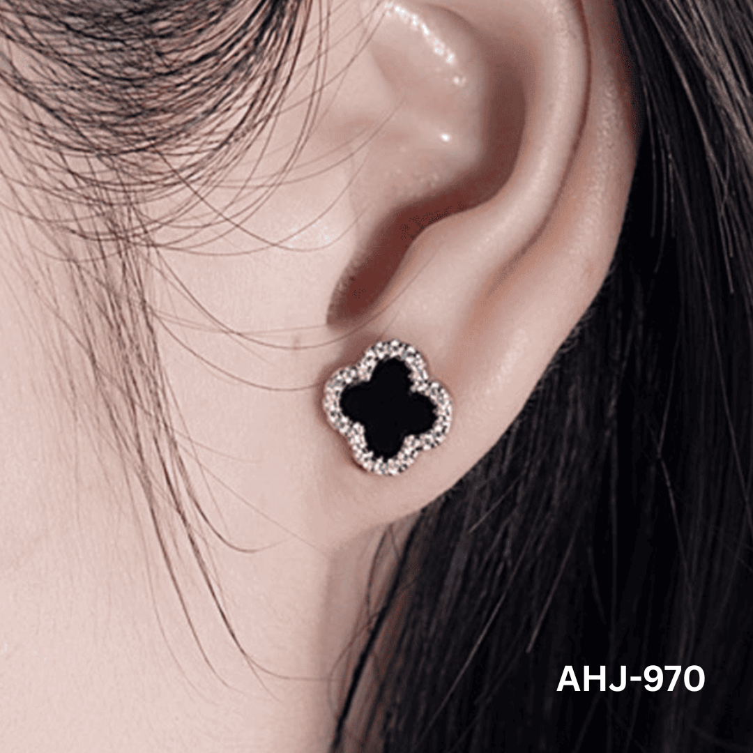 AHJ-970 - Clover Zircon - Earrings - BSM WHOLESALE