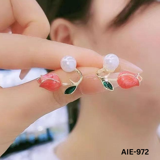 AIE-972 - Pink Flower - Earrings - BSM WHOLESALE