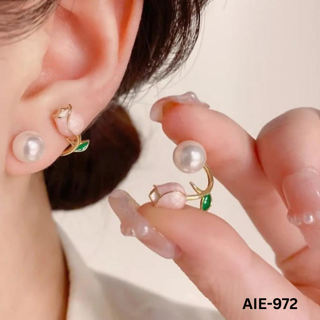 AIE-972 Off White Flowed Pearl Earings By BSM - BSM WHOLESALE