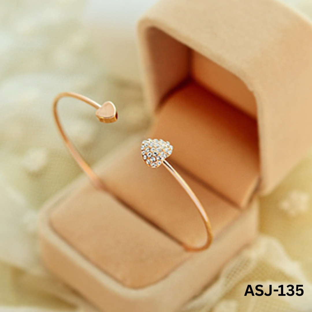 ASJ-135 - Rose Gold Double Heart - Bracelet - BSM WHOLESALE